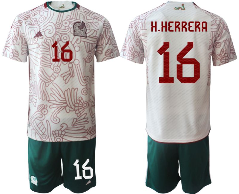 Men 2022 World Cup National Team Mexico away white 16 Soccer Jerseys